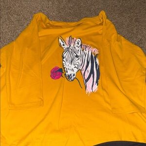 Kim Rogers Yellow Zebra Print Long Sleeve Tee